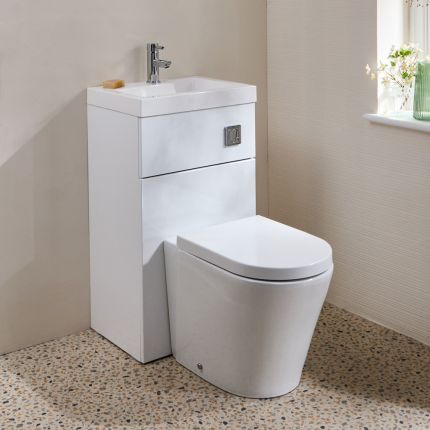 Milano Lurus - Modern Rivington Toilet and Basin Combination Unit - 500mm x 890mm - Choice of Finish