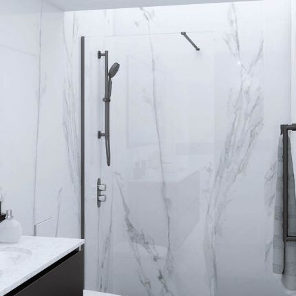 RAK Feeling - Black Walk-In Shower Enclosure with Tray - Choice of Sizes