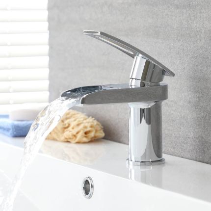 Milano Select - Modern Waterfall Mono Basin Mixer Tap - Chrome