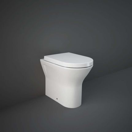 RAK Resort - Gloss White Extended Height Rimless Back to Wall Toilet with Soft Close Seat