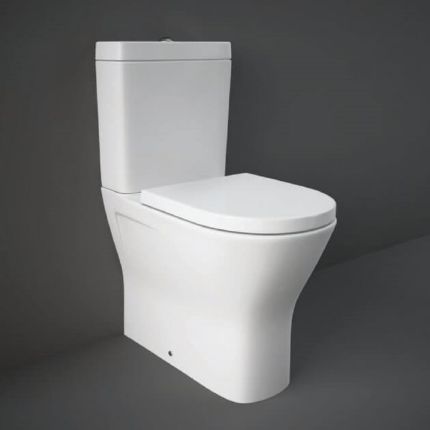 RAK Resort - Gloss White Maxi Close Coupled Rimless Toilet with Wrap Over Soft Close Seat