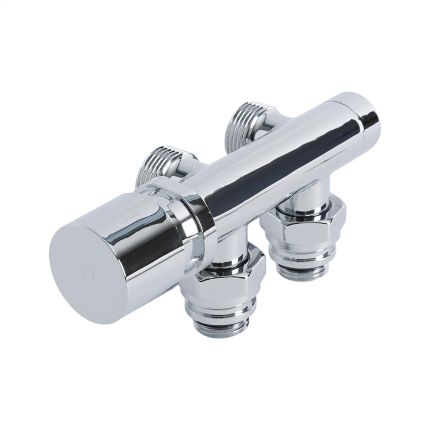 Milano - Chrome H-Block Angled Valve Chrome Handwheel - 15mm Copper Adapters