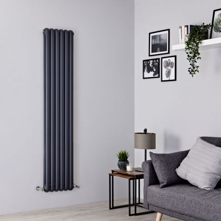 Milano Urban - Anthracite Vertical Column Radiator - 1800mm x 383mm (Double Column)