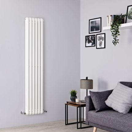 Milano Urban - White Vertical Column Radiator - 1800mm x 383mm (Double Column)