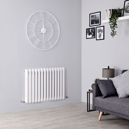 Milano Urban - White Horizontal Column Radiator - 635mm x 863mm (Double Column)