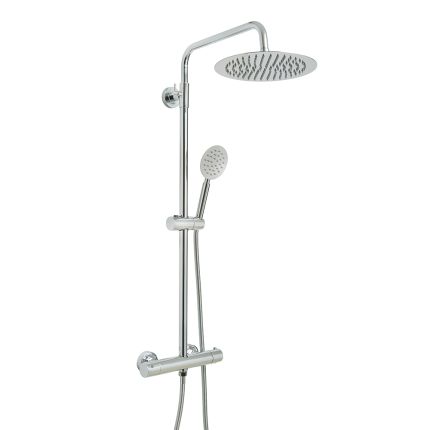 Milano - Modern Thermostatic Bar Shower Valve with Round Shower Head and Hand Shower - Choice of Finish