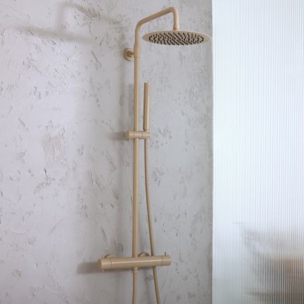 Milano Elements - Modern Thermostatic Bar Shower Valve with Round Shower Head and Hand Shower - Choice of Finish