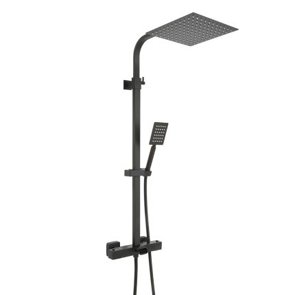 Milano Tolima - Modern Thermostatic Bar Shower Valve with Bath Spout, Square Shower Head and Hand Shower- Choice of Finish