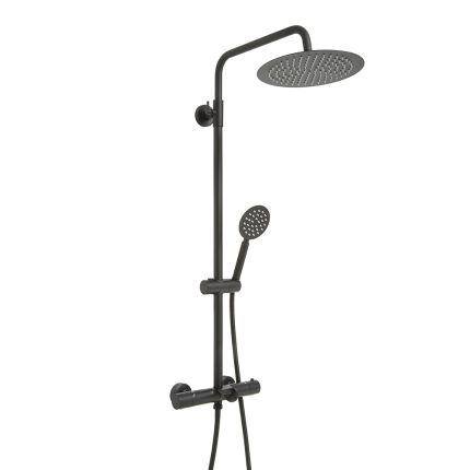 Milano Arlo - Modern Thermostatic Bar Shower Valve with Bath Spout, Round Shower Head and Hand Shower- Choice of Finish