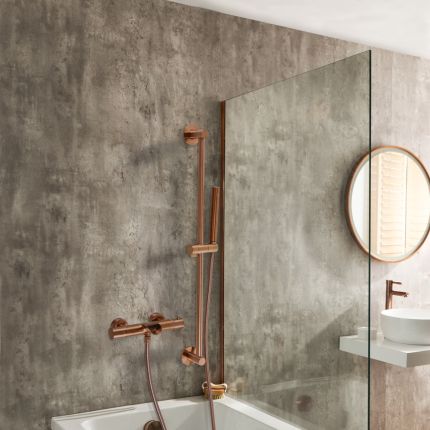 Milano Arlo - Modern Round Thermostatic Bar Shower Valve with Bath Spout, Hand Shower and Riser Rail - Choice of Finish