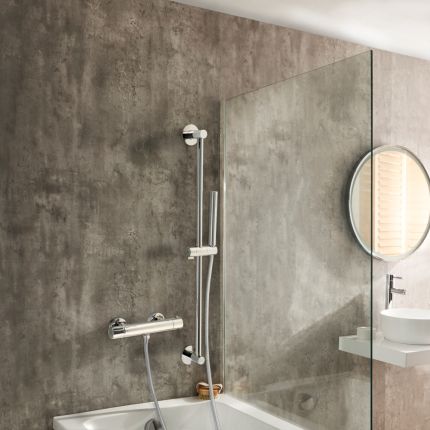 Milano Elsie - Modern Round Thermostatic Bar Shower Valve with Hand Shower and Riser Rail - Choice of Finish