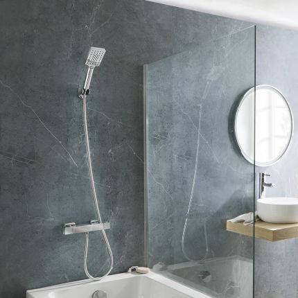 Milano Rune - Modern Square Thermostatic Bar Shower Valve with Hand Shower - Choice of Finish