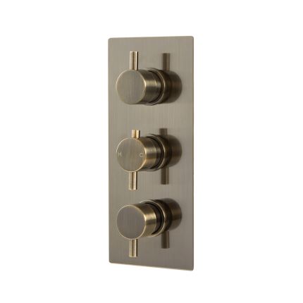 Milano Clarus - Modern 2 Outlet Triple Thermostatic Shower Valve - Aged Gold