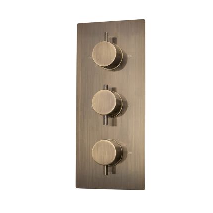 Milano Clarus - Modern 3 Outlet Triple Diverter Thermostatic Shower Valve - Aged Gold