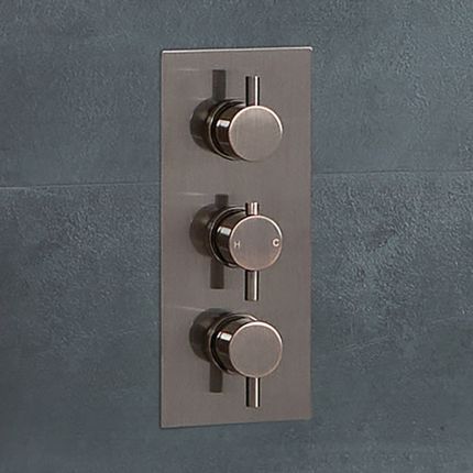 Milano Amara - Modern 3 Outlet Triple Diverter Thermostatic Shower Valve - Aged Bronze
