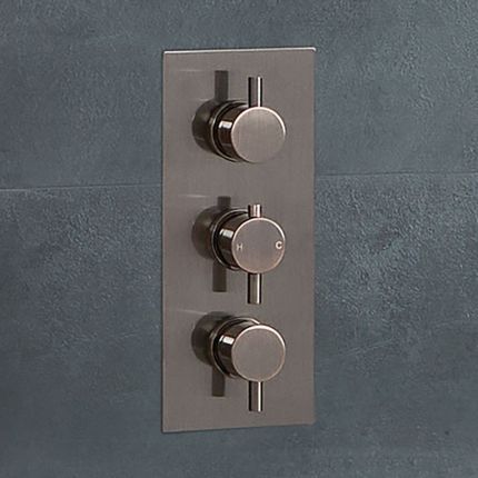 Milano Amara - Modern 3 Outlet Triple Diverter Thermostatic Shower Valve - Aged Bronze