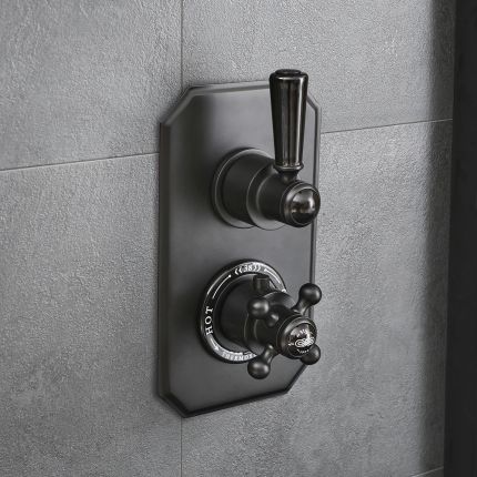 Milano Elizabeth - Traditional Concealed Thermostatic Twin Diverter Shower Valve - Black