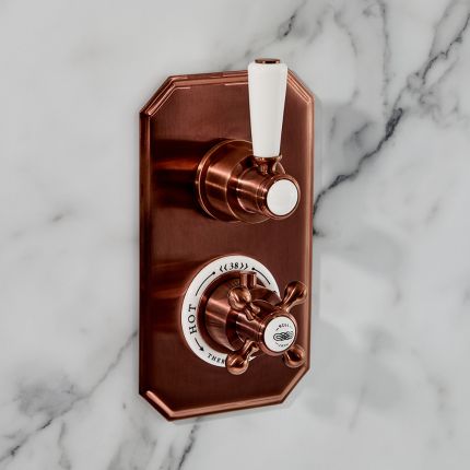 Milano Elizabeth - Traditional Concealed Thermostatic Twin Diverter Shower Valve - Brushed Copper