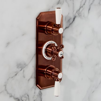 Milano Elizabeth - Traditional Concealed Thermostatic Triple Shower Valve - Brushed Copper