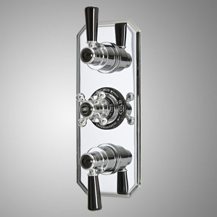 Milano Elizabeth - Traditional Concealed Thermostatic Triple Diverter Shower Valve - Chrome and Black