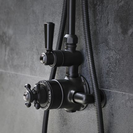 Milano Elizabeth - Traditional Twin Exposed Thermostatic Shower Valve - Black