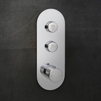 Milano Orta - 2 Outlet Round Push Button Thermostatic Shower Valve - Chrome