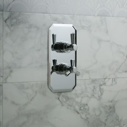 Milano Earlham - Art Deco 1 Outlet Twin Thermostatic Shower Valve - Choice of Finish