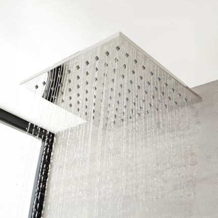 Milano Arvo - Modern 400mm Square Stainless Steel Shower Head - Chrome