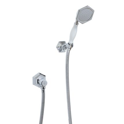 Milano Earlham - Art Deco Hand Shower with Wall Bracket and Outlet Elbow - Choice of Finish