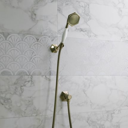 Milano Earlham - Art Deco Hand Shower with Wall Bracket and Outlet Elbow - Choice of Finish
