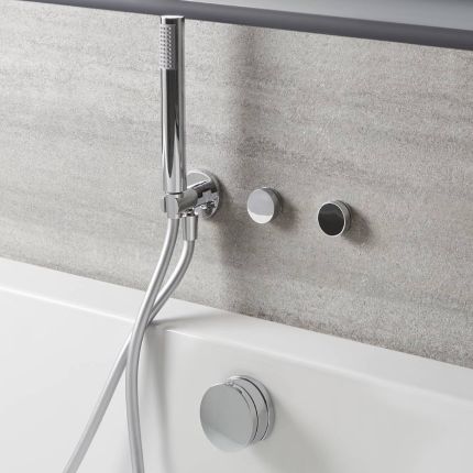 Milano Vis - Digital Thermostatic Control with Hand Shower, Overflow Bath Filler and Waste - Chrome