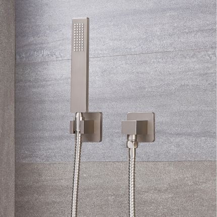 Milano Hunston - Square Brass Hand Shower - Brushed Nickel