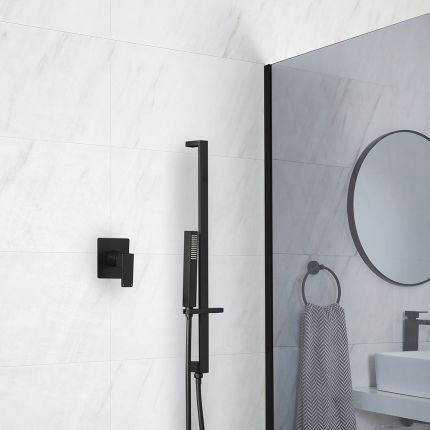 Milano Preto - Black Shower with Riser Rail and Hand Shower (1 Outlet)