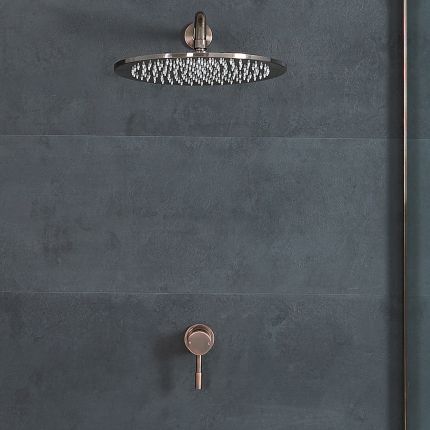 Milano Amara - Manual Shower Valve with 300mm Round Head - Aged Bronze (1 Outlet)