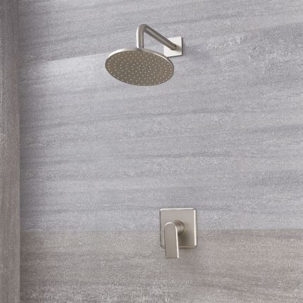 Milano Ashurst - Brushed Nickel Shower with Wall Mounted Round Shower Head (1 Outlet)