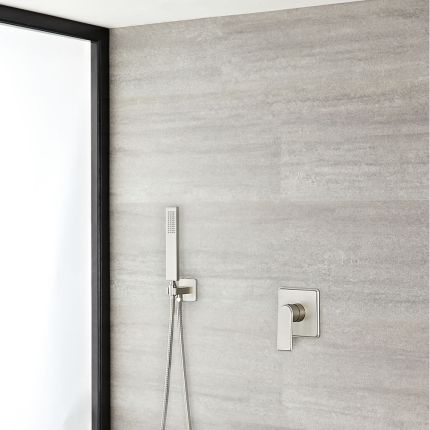 Milano Hunston - Brushed Nickel Shower with Square Hand Shower Kit (1 Outlet)
