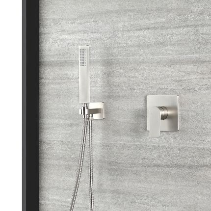 Milano Hunston - Brushed Nickel Shower with Square Hand Shower Kit (1 Outlet)