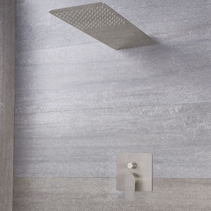 Milano Hunston - Brushed Nickel Shower with Diverter and Waterblade Shower Head (2 Outlet)