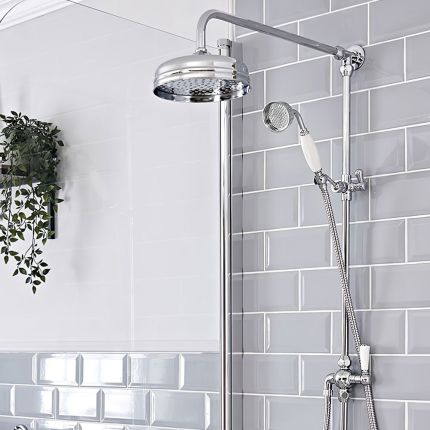 Milano Elizabeth - Traditional Victorian Grand Rigid Riser with 8 inch Shower Head - Chrome