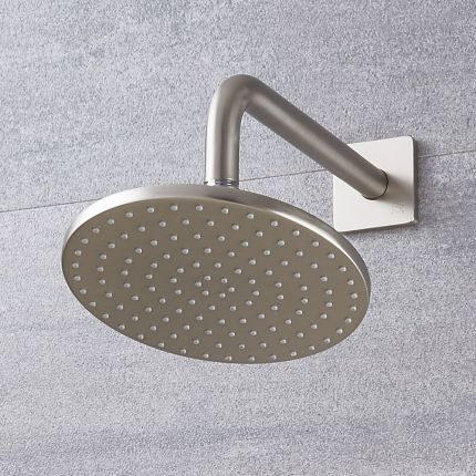 Milano Ashurst - Modern 188mm Round Shower Head - Brushed Nickel