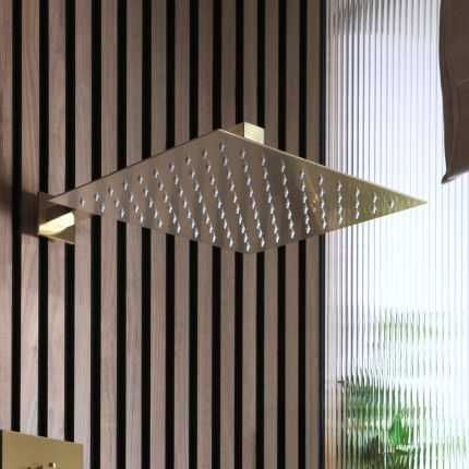 Milano Lyra - Square 300mm Shower Head - Brushed Brass
