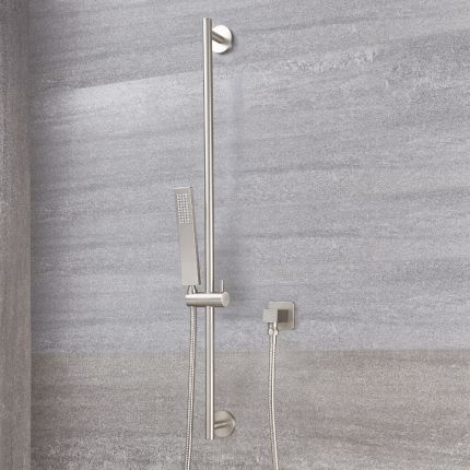 Milano Hunston - Square Shower Riser Rail Kit - Brushed Nickel