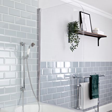 Milano Elizabeth - Traditional Riser Rail Kit with Hand Shower and Integrated Elbow - Chrome and White (1 Outlet)
