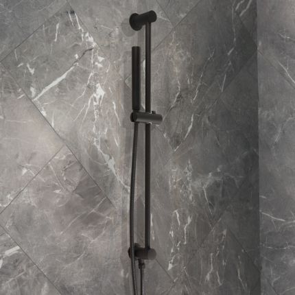 Milano Otto - Modern Round Riser Rail Kit with Hand Shower and Integrated Elbow - Choice of Finish