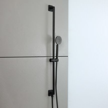 Milano Lune - Modern Round Riser Rail Kit with Hand Shower and Integrated Elbow - Choice of Finish