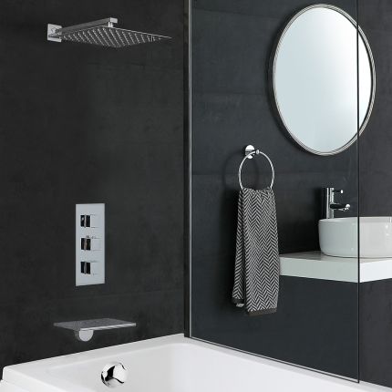 Milano Arvo - Chrome Thermostatic Shower with Shower Head and Waterfall Bath Filler (2 Outlet)