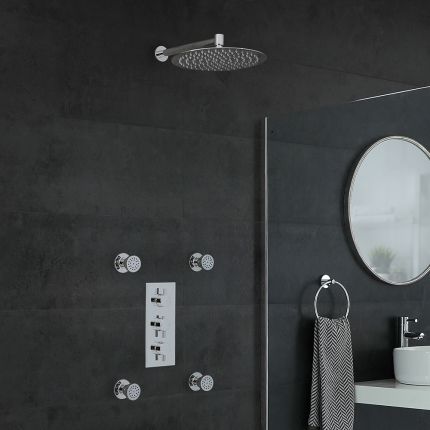 Milano Mirage - Chrome Thermostatic Shower with Shower Head and Body Jets (2 Outlet)