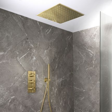 Milano Otto - Modern Thermostatic Shower with Triple Valve, Recessed Shower Head and Hand Shower - Choice of Finish (2 Outlets)