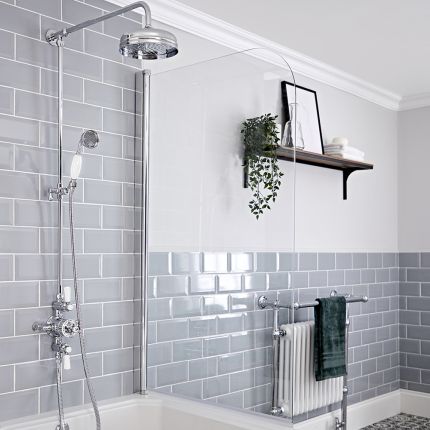 Milano Elizabeth - Chrome and White Traditional Triple Exposed Thermostatic Shower with Grand Rigid Riser Rail (2 Outlet)