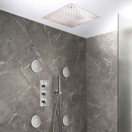 Milano Otto - Modern Thermostatic Shower with Recessed Shower Head, Body Jets and Hand Shower - Choice of Finish (3 Outlets)
